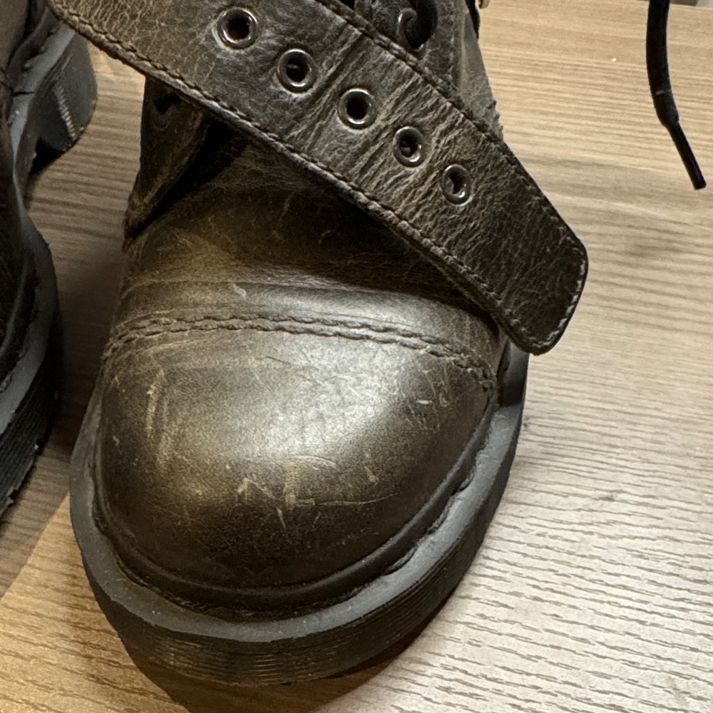 Dr. Martens Charcoal Leather Lace Up Boots - Picture 5 of 10